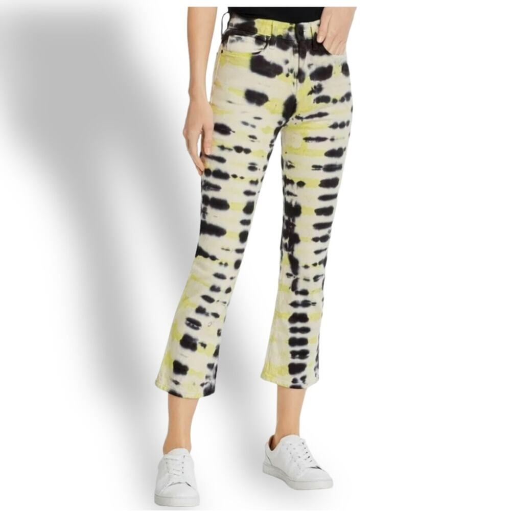Hudson Holly High Rise Cropped Bootcut Jeans in Electric Citron 24 NWT